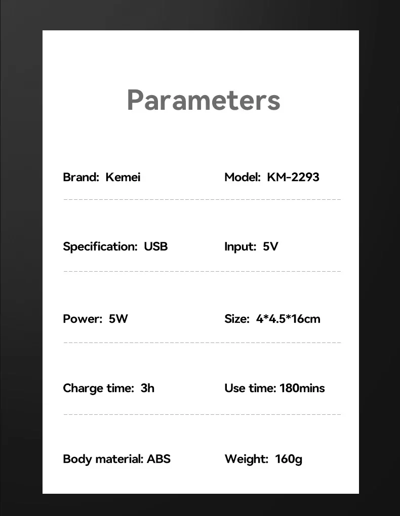 Kemei KM-2290 KM-2293 KM-T95 Professionelle Schneidemaschine Elektrorasierer Haarschneider mit LCD-Display Herren-Haarschneidemaschine – Detail 21