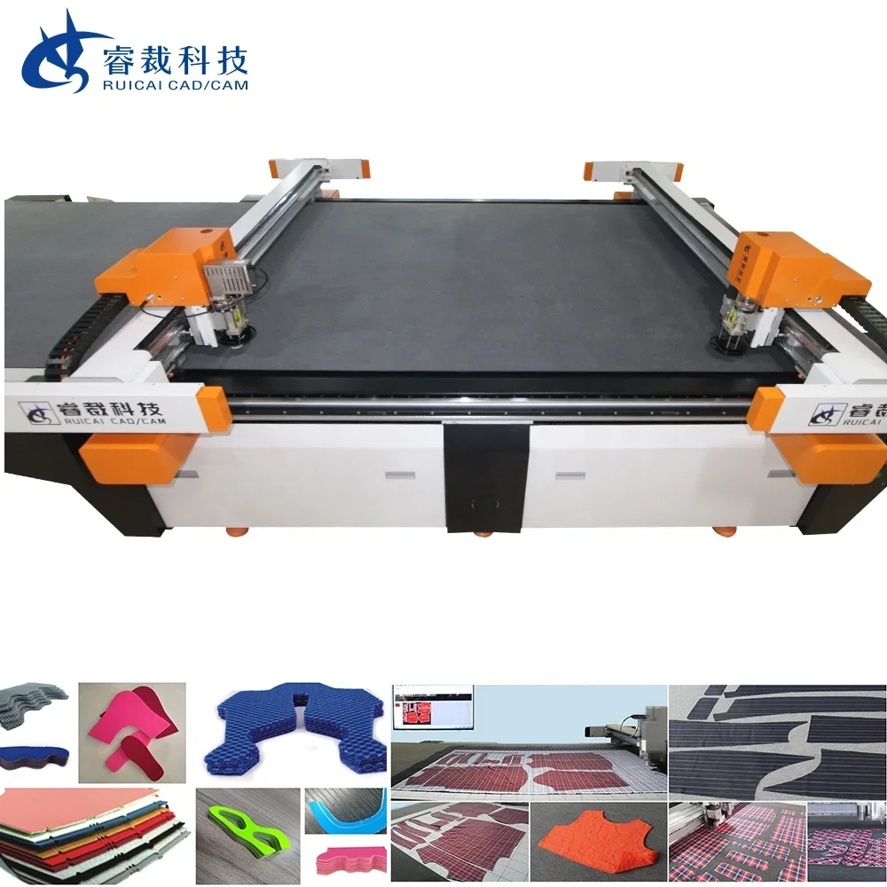 RUICAI Functional Oscillating Straight Knife Router CNC 2216 Rubber Gaskets Leather Carton Gasket CNC Cutting Machine with Punch