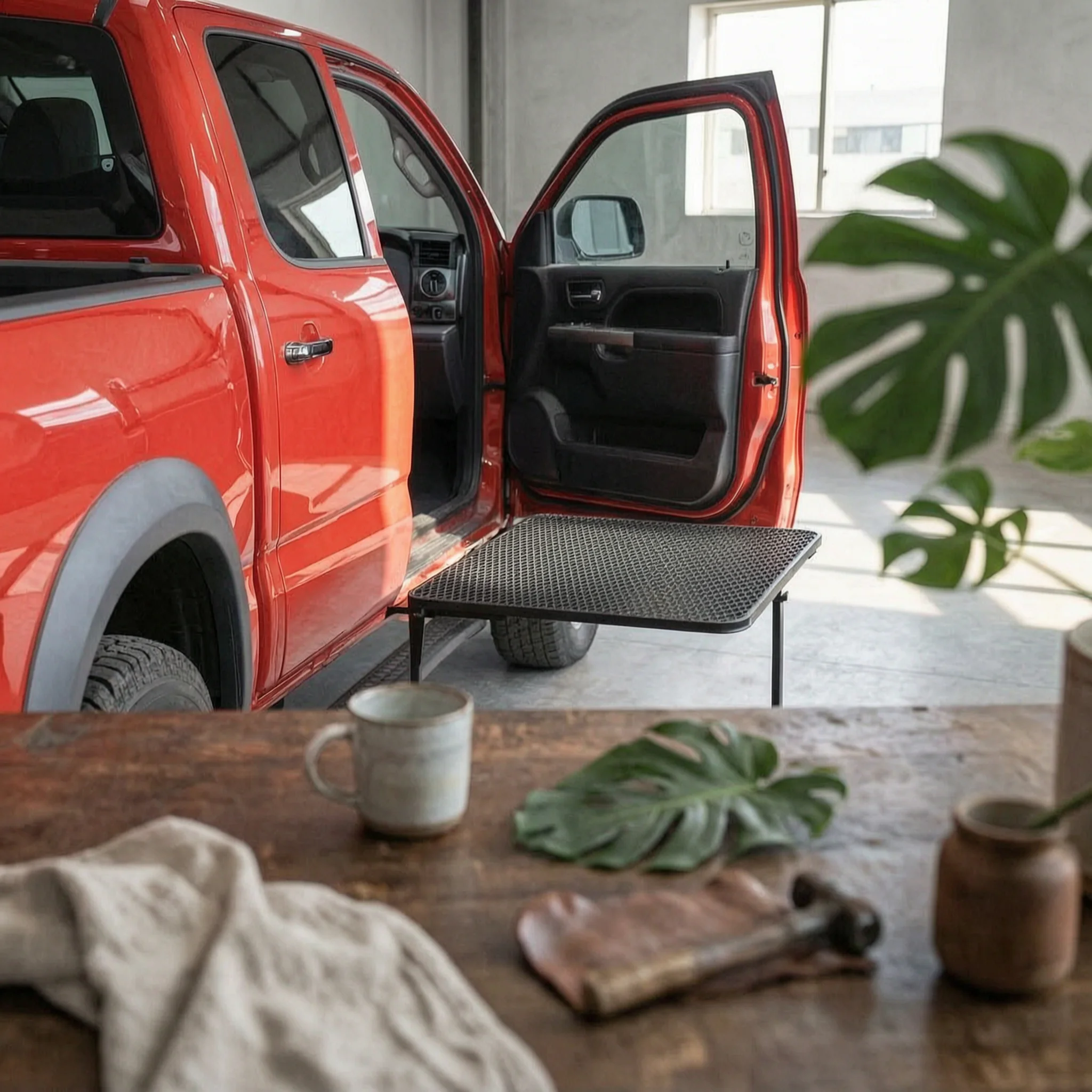 Vehicle Tire Mounted Table Compact Tire-Mounted Table Furniture Folding Stable for Overlanders, Tailgating, Road Trips