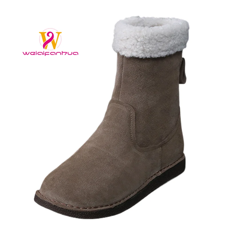 

Women's Snow Boots 2026 New Style Anti-Slip Mid-Calf Boots with Fleece Insulation and Warm Leather Material Women's Boots