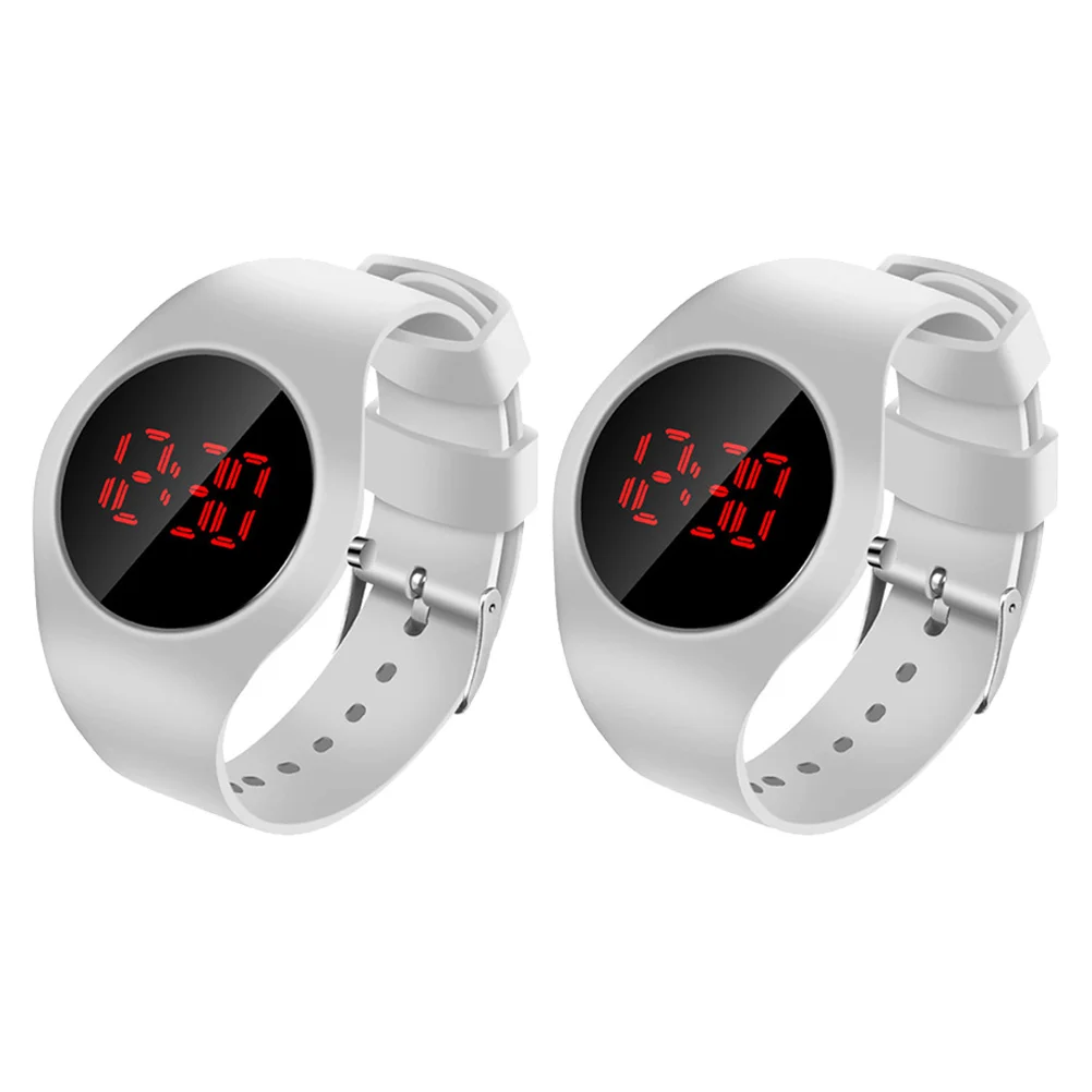 

2Pcs LED Electronic Watch Digital Watches White Fashion Simple Design Adjustable Band Easy Read for Students Gift