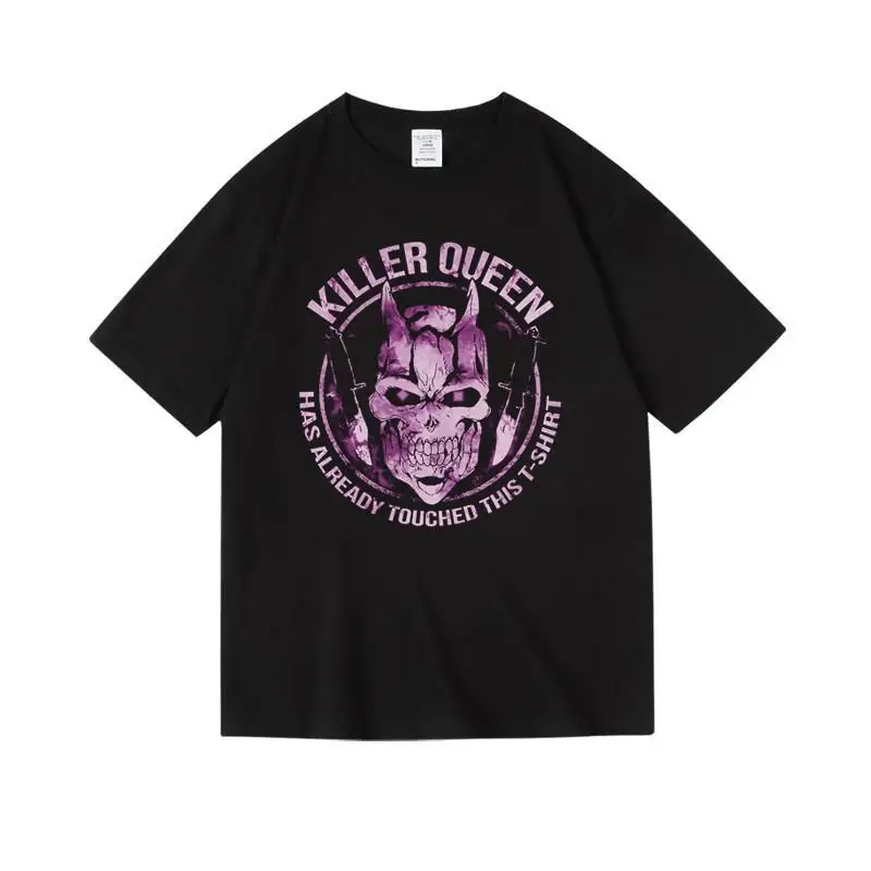 

Jojo's Fantastic Adventure Kira Yoshiki Killer Queen Cartoon Peripheral Clothes Cotton T-Shirts Men and Women Summer