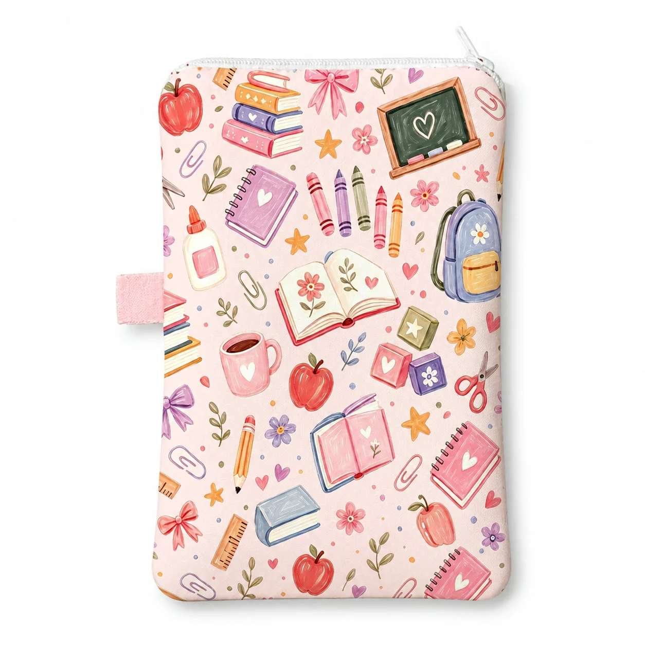 Pochette pour téléphone mignonne pour filles, fournitures scolaires, étui de protection souple à fermeture éclair avec languette latérale, rangement quotidien pour étudiants, enseignants et voyages