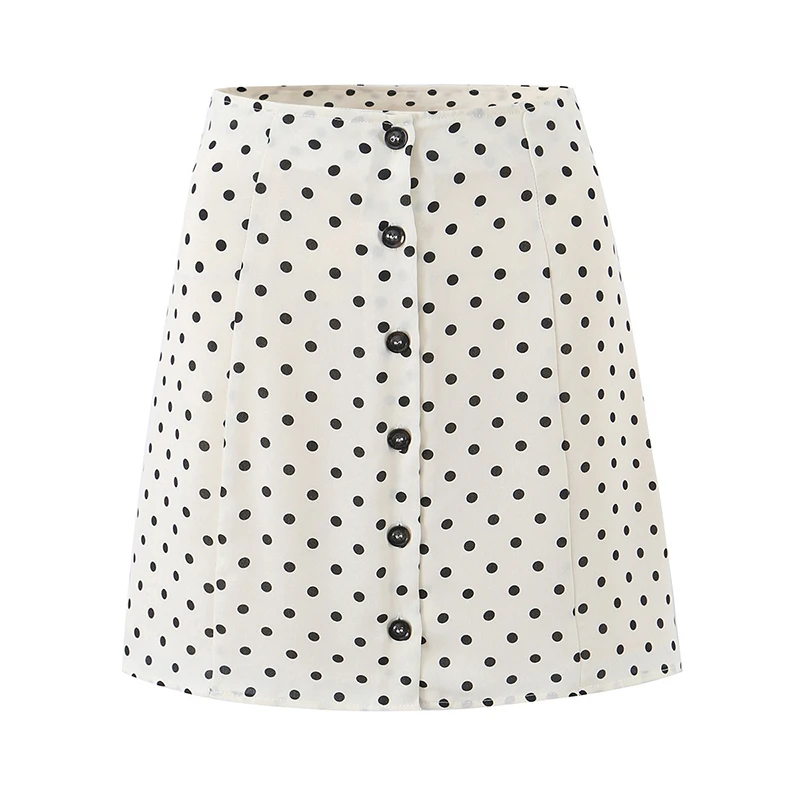 

YENKYE New 2026 Women's Polka Dot Mini Skirt High Waist Button Front A-Line Versatile Casual Summer Short Skirts