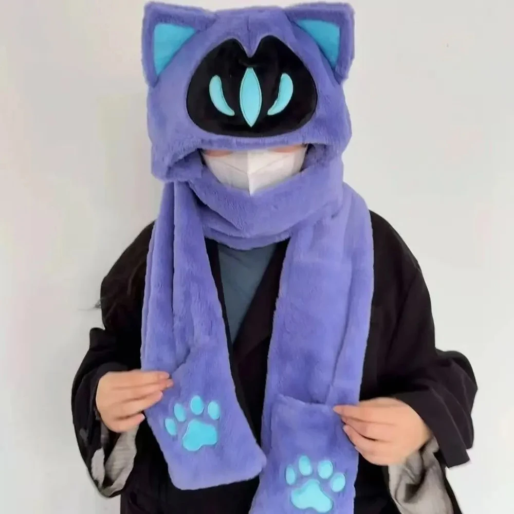 Immagine 7: Gioco VALORANT Omen Cappello Cosplay Autunno Inverno Sciarpa Integrata Unisex Simpatico Gatto Berretto di Peluche Caldo Costume Di Natale