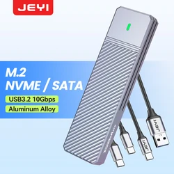 JEYI M.2 SSD 인클로저 NVMe SATA 듀얼 프로토콜 SSD 케이스, USB 3.2, 10Gbps PCIe 어댑터, 외부 인클로저, M 및 B & M 키 지원