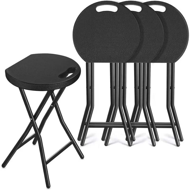 

TAVR Furniture Portable Folding Chair with Handle, Heavy Duty Round Fold Stool Chair with 500lbs Capacity for Adults, 18 Inch Fo