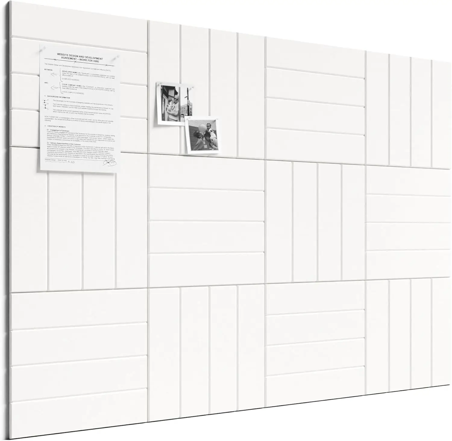 

48x36 Felt Bulletin Board Tiles, 12-Pack with Pushpins & Adhesive Tabs, Milky White