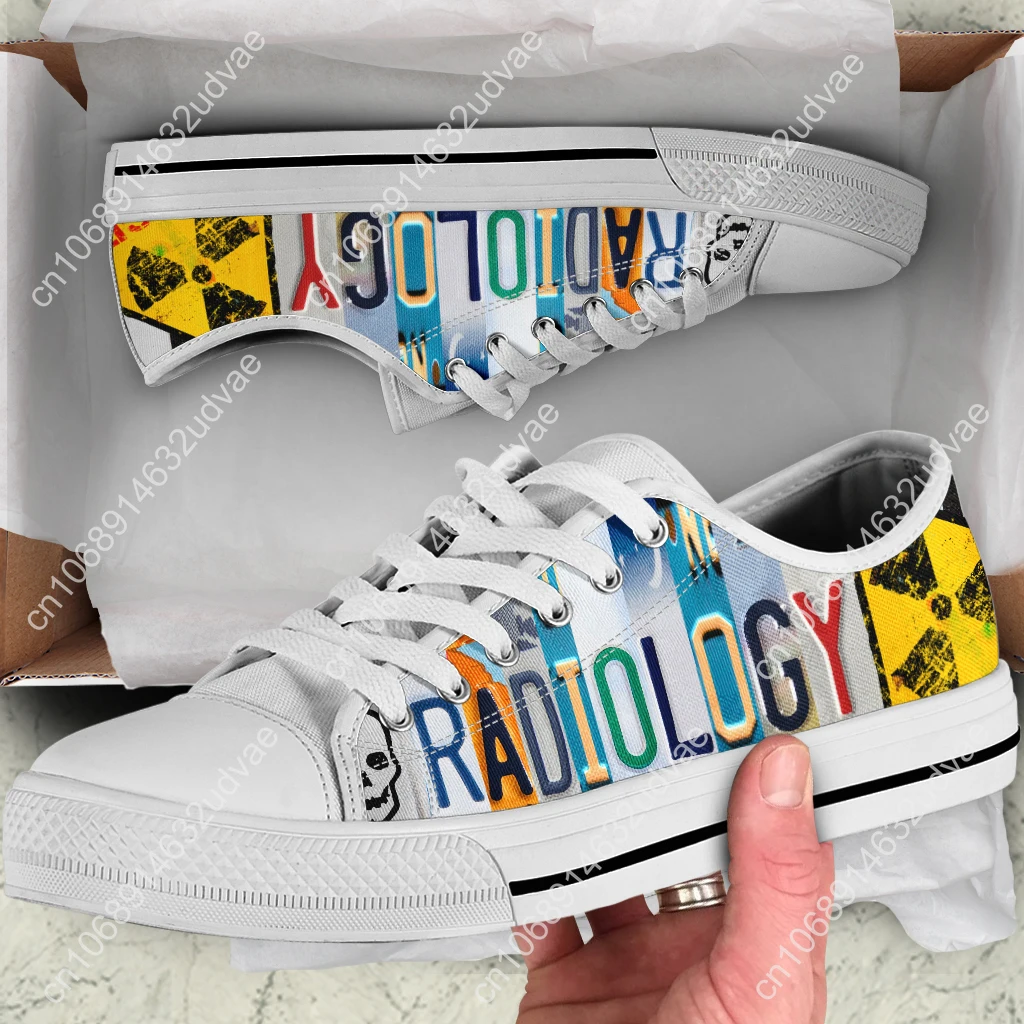 ELVISWORDS Simple Strokes Skull Pattern Radiology Printing Lightweight Outdoor Shoes English Letter Design Sole Low Top Shoes