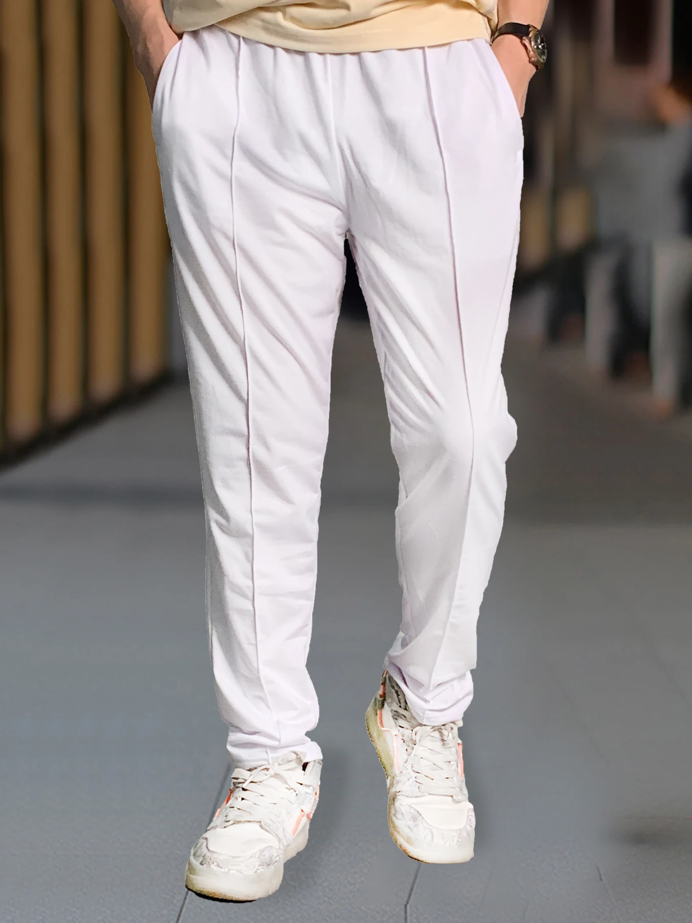 Spring and Autumn Men\'s Fashion Casual Solid Color Pants Loose Tight Rope Straight Leg Pants