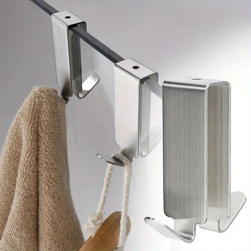 1pc Stainless Steel Double Side HooksBathroom Shower Door Hook Over Glass Door Shower Towel Rack for Glass Wall or Glass Door