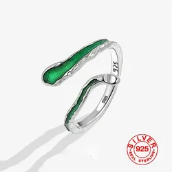 BFCLUB Silver Color Green Cross Rings For Women Simple Trendy Retro Anillos Party Gifts Accessories