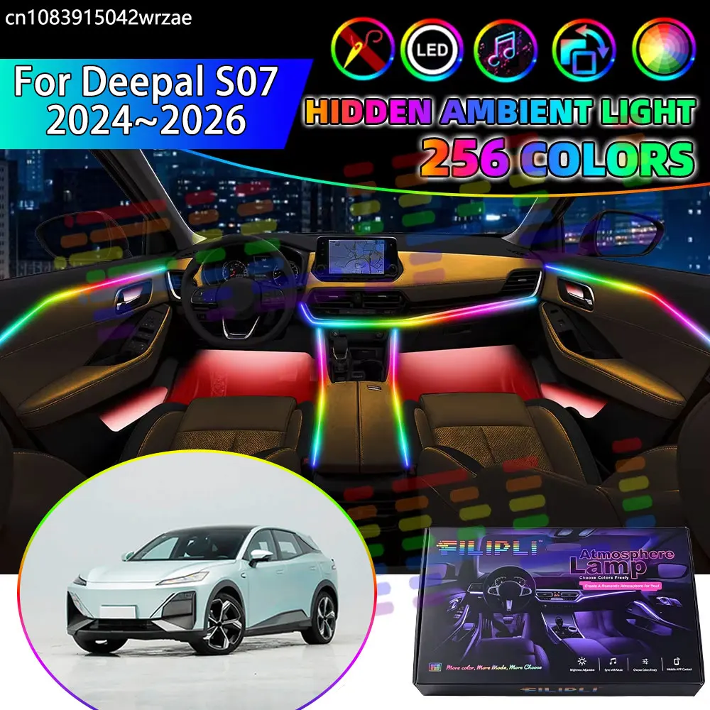 For Deepal S07 2024 2025 2026 C673 SUV RGB Car Interior Ambient Lights Strips Breathing Lighting Kit App Control LED strips Auto