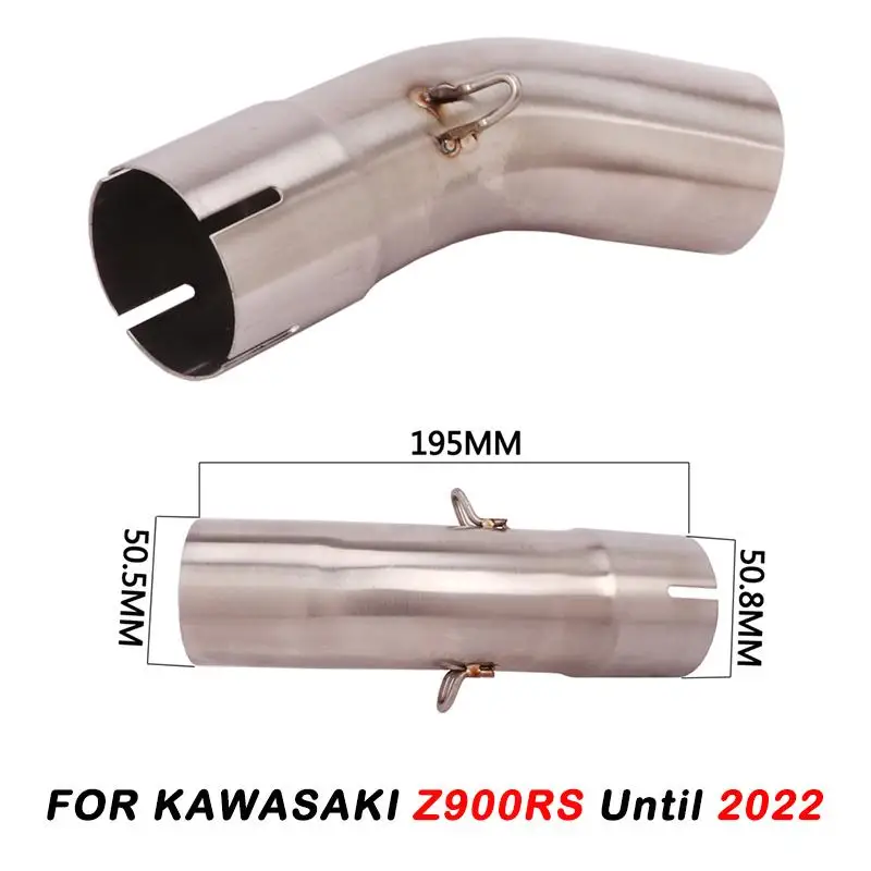 51MM For Kawasaki Z900RS Until 2022 Motorcycle Exhaust Pipe Escape Mid Link Pipe Muffler Connector Tube Stainless Steel Slip On