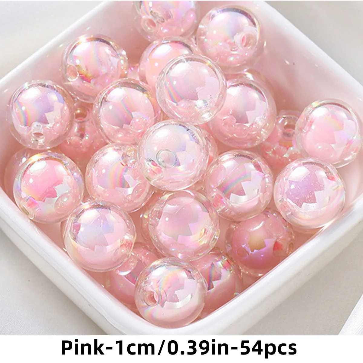 108/54 Stück 8/10 mm rosa Acrylperlen, Abstandsperlen. Lose Perlen DIY Perl-in-Perl-Material, Dekorationsperlen