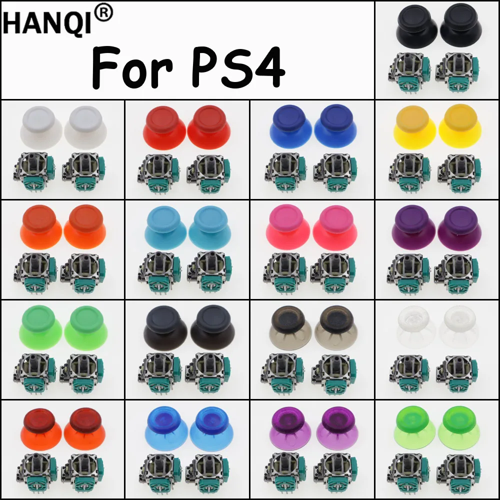1Set 3D Analog Joystick Sensor Module With Multi‑Color Thumb Stick Caps For PS4 Controller Repair Replacement Gamepad Parts