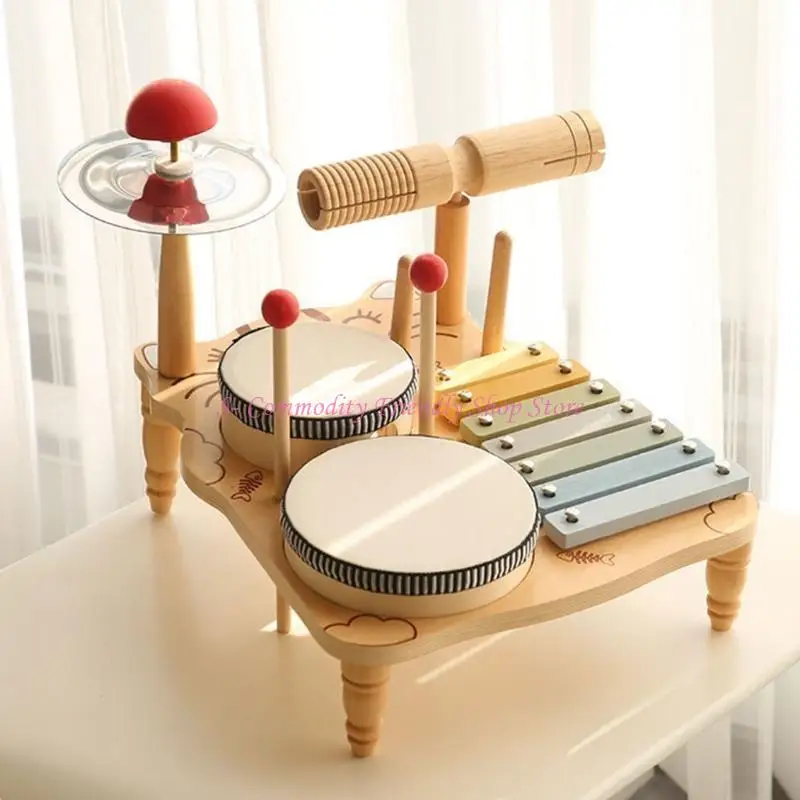 85AE 5in1 ไม้เครื่องดนตรีของเล่นเด็กอนุบาล Orff เพลงของเล่นเด็กของขวัญ