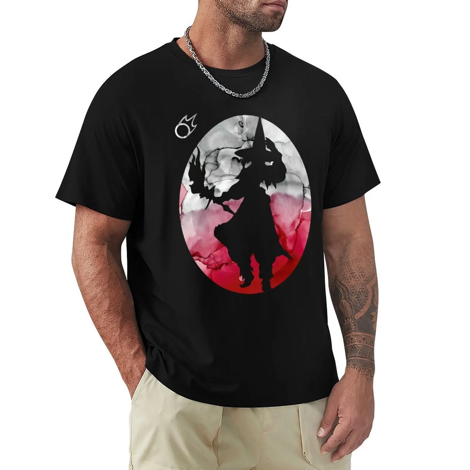 FFXIV Black Mage Silhouette T-Shirt funny t shirts cotton T-Shirt