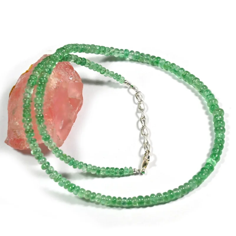 

A++ Natural Russian Emerald 4-5MM Gemstone Beads Handmade Beautiful Necklace 18"