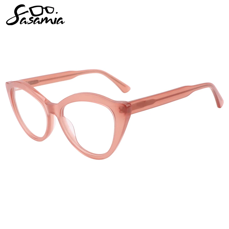 SASAMIA Female Eyewear Acetate Cat Eye Glasses Optical Prescription Glasses Wide Temples Colors Glasses for Ladies&Women WD1411