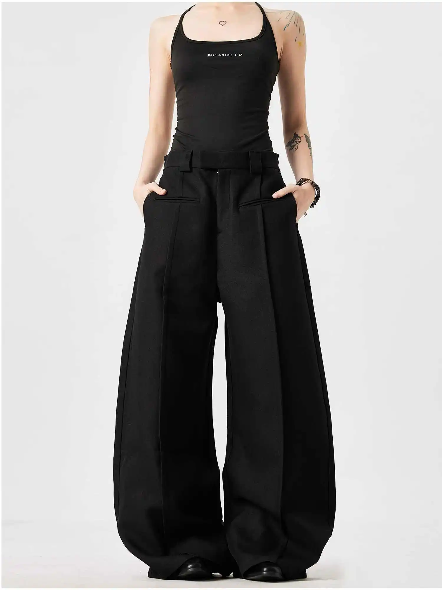 ผู้หญิงสีดํา Goth Baggy กางเกง Oversize Urban ชุดกางเกง Harajuku ญี่ปุ่น 2000s สไตล์ Y2k Emo Vintage Urban ชุดกางเกง 2025