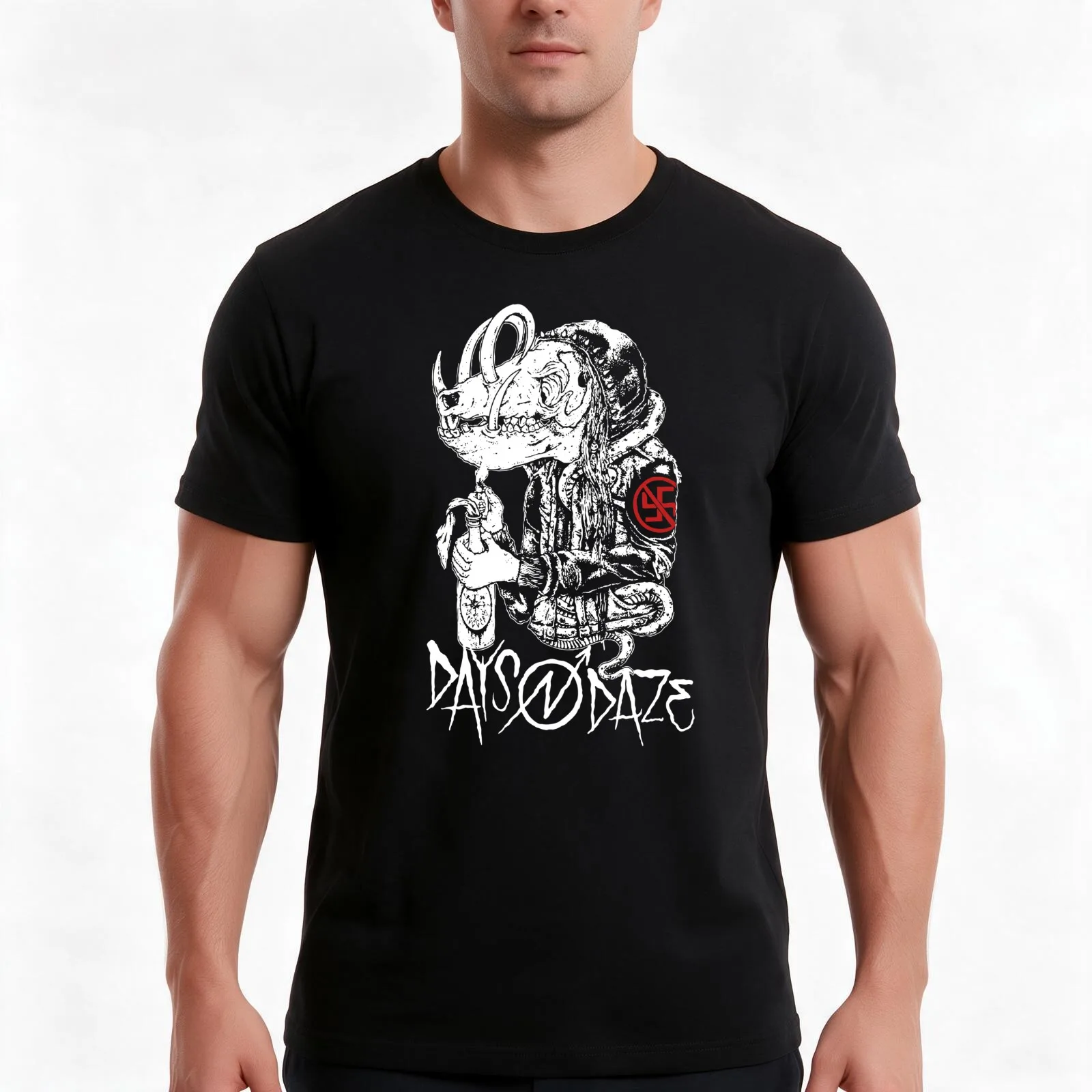 Days N Daze T-Shirt, Summer Casual Cotton Tee, Oversized Streetwear Tops, Vintage Graphic Print, Loose Fit Short Sleeve