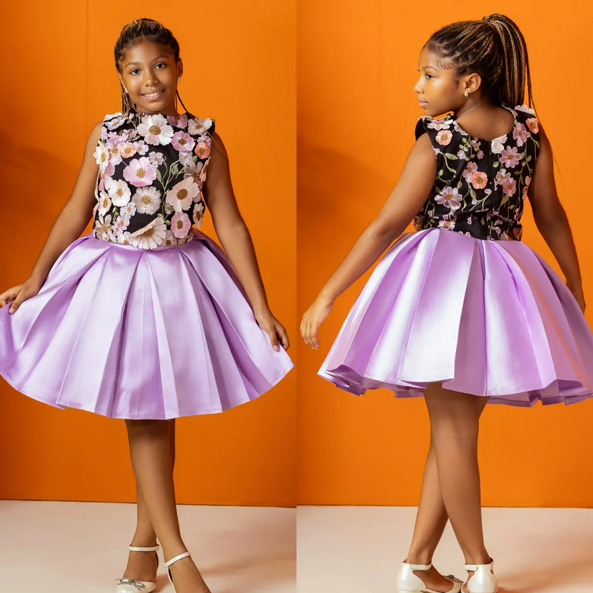 Light Purple Flower Girl Dress for Wedding Customized Floral Kid Birthday Party Ballgown First Communion Dress