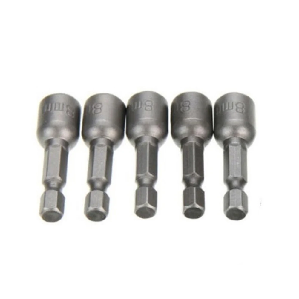 5pc Socket Adapter Hex Drill Bit Magnetic-Nut Driver Set 8mm 5/16inch For Electric Drills Screw Driver Power Tool Accessories