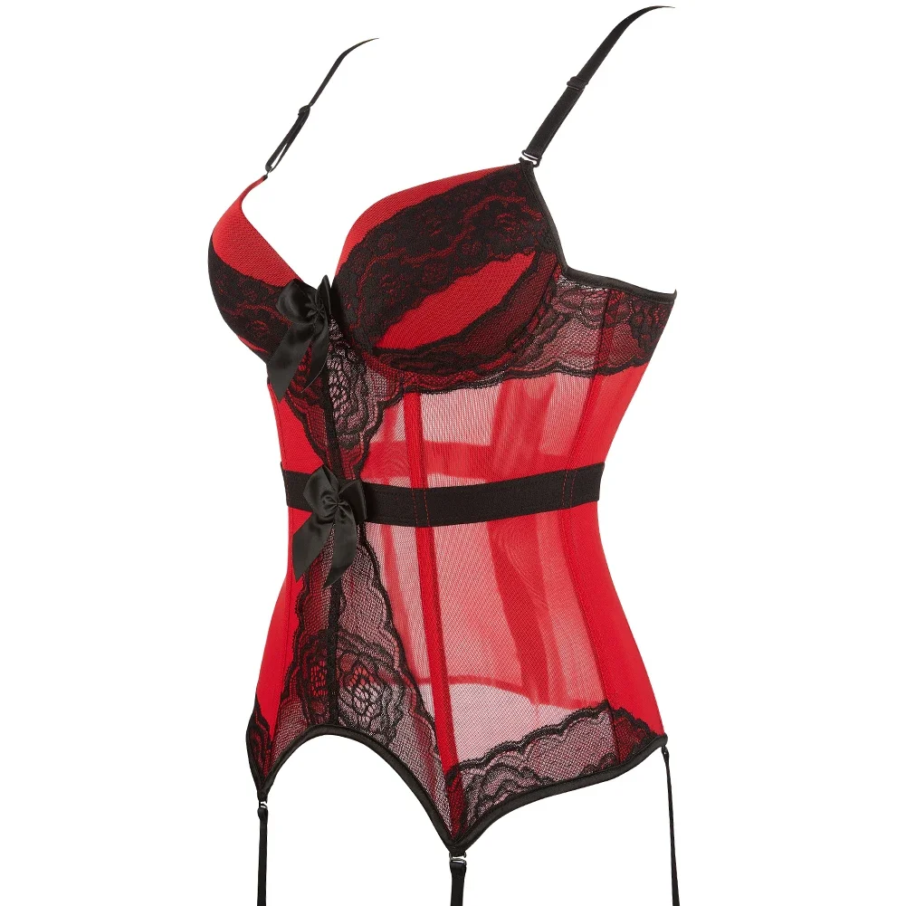 

Padded Bra Lingerie Corset Sexy Women Night Wear Waist Trimmer Lace Transparent Waist Slimming Underwear Bustier