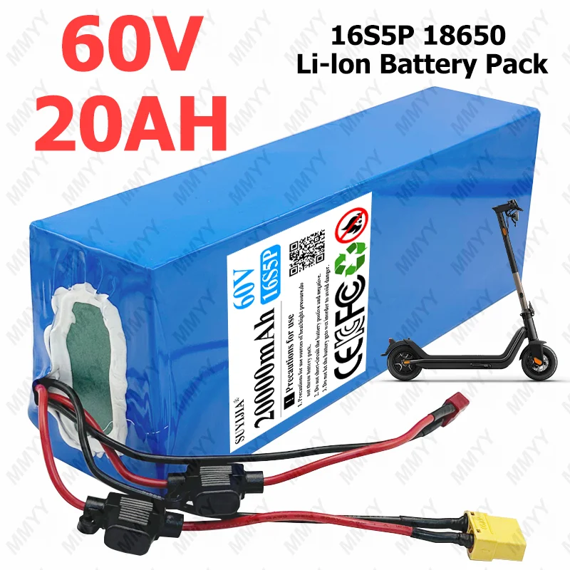 16S5P 60V 20Ah Lithium-Akku 2000W hohe Leistung mit integriertem BMS 20A für Motorrad-Roller-Fahrradmotor. Ersetzen Sie die Batterie