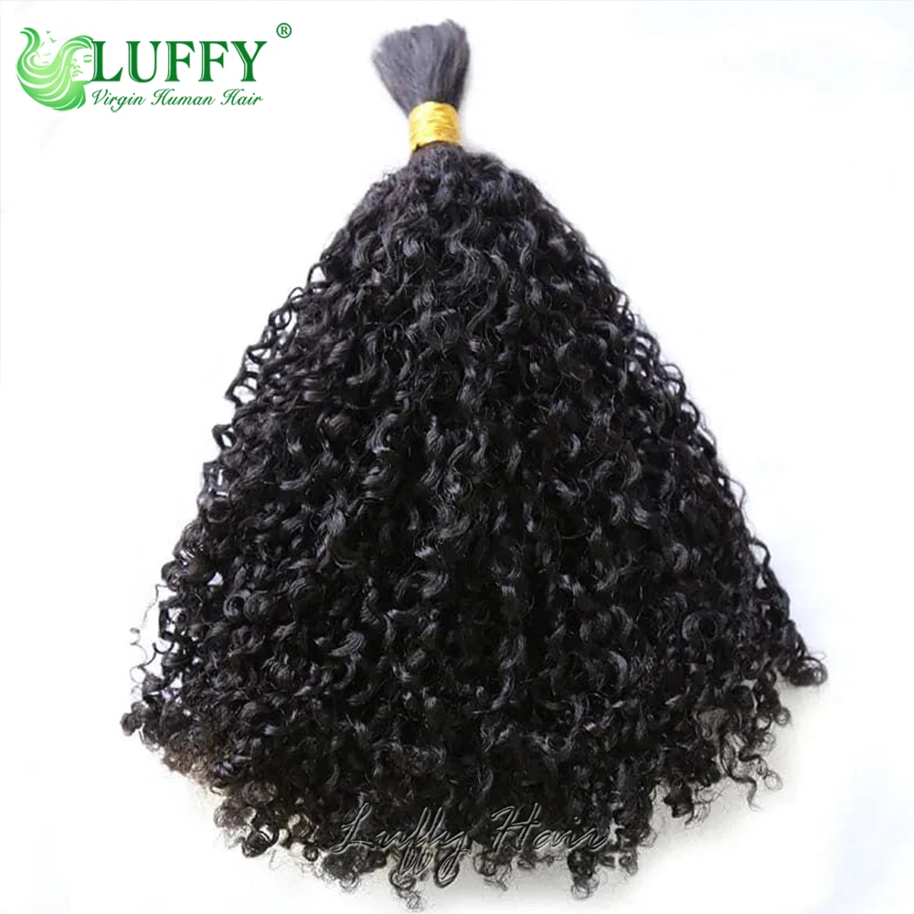 Extensiones de cabello humano indio para trenzar, pelo Afro rizado sin trama, trenzas Bohemias de doble dibujo, extremo completo, venta al por mayor