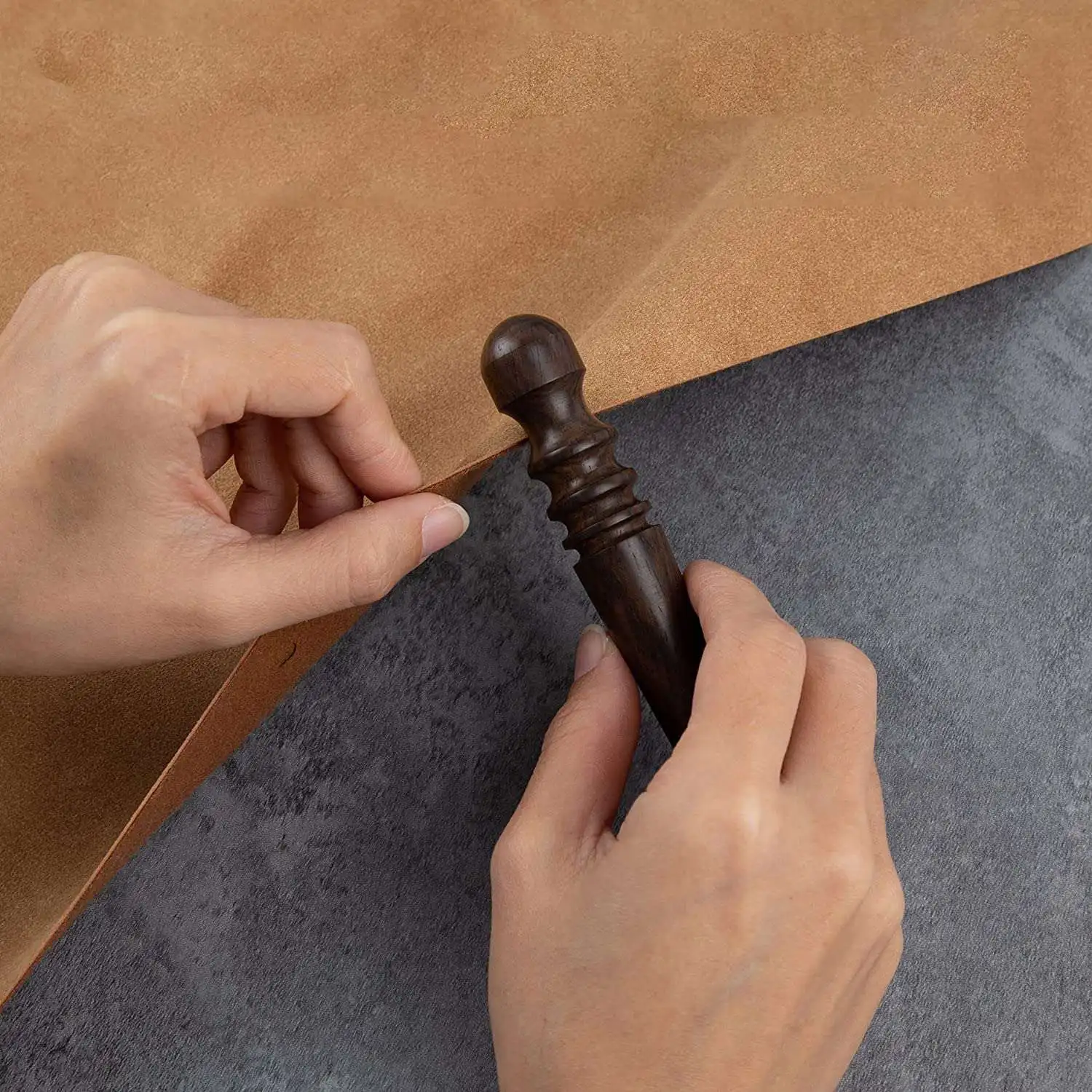 Ferramenta De Burnisher De Couro, Madeira De Ébano, Borda De Couro, Adesivo De Madeira Cônico, Ferramentas De Moagem Polidas Com 4 Sulcos