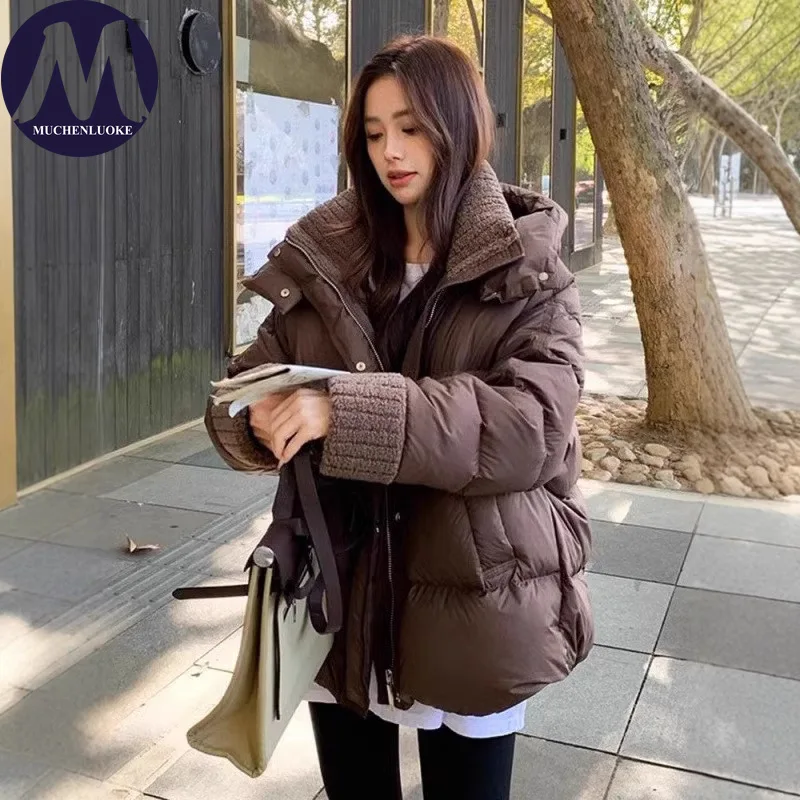 

Women's Winter Jacket New Korean Fashion Hooded Thicken Cotton Wadding Coat Elegant Casual Loose Women Keep Warm Parkas