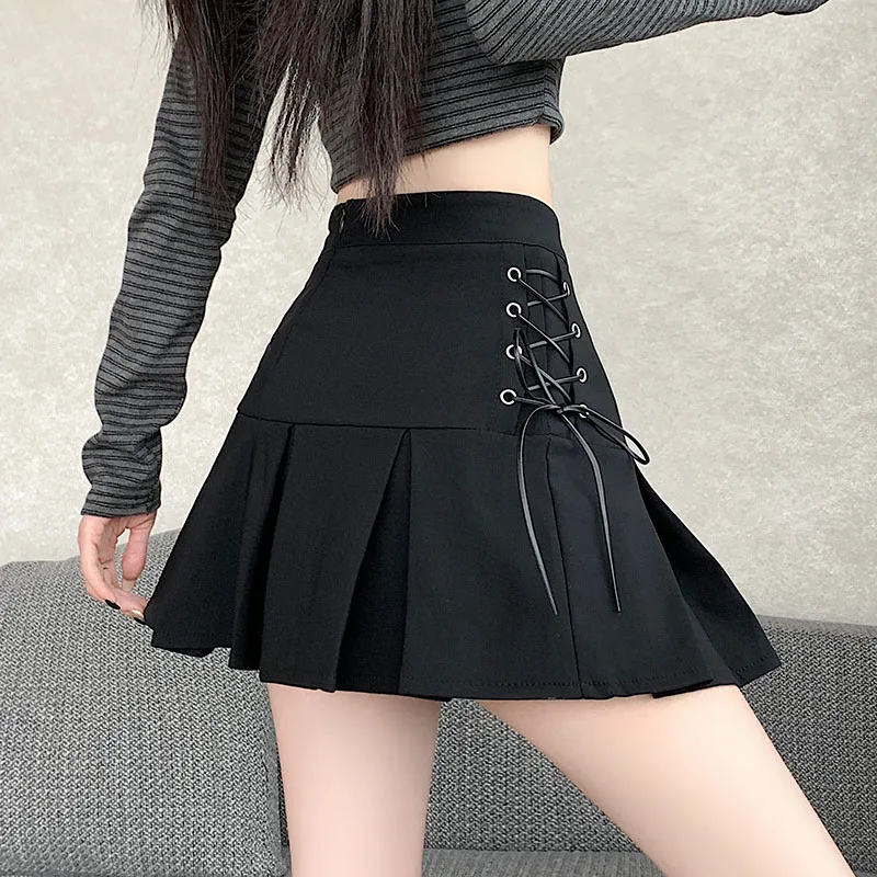 Spódnica o kroju litery A z niskim stanem, jesienno-zimowa, modna, dziewczęca, retro, z ochroną optyczną, spódnica ort, koreańska spódnica do pracy.