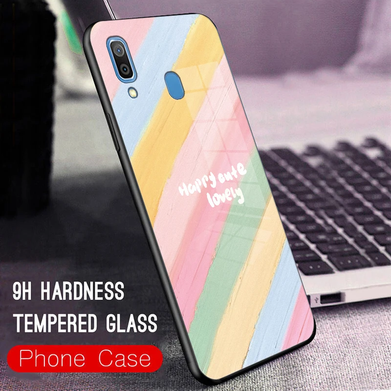 Painted Rainbow Glass Phone Case For Samsung Galaxy Wide 4 A10e A10s A11 M11 A20s A21s A30s Anti Vibration Hard Protective Cover