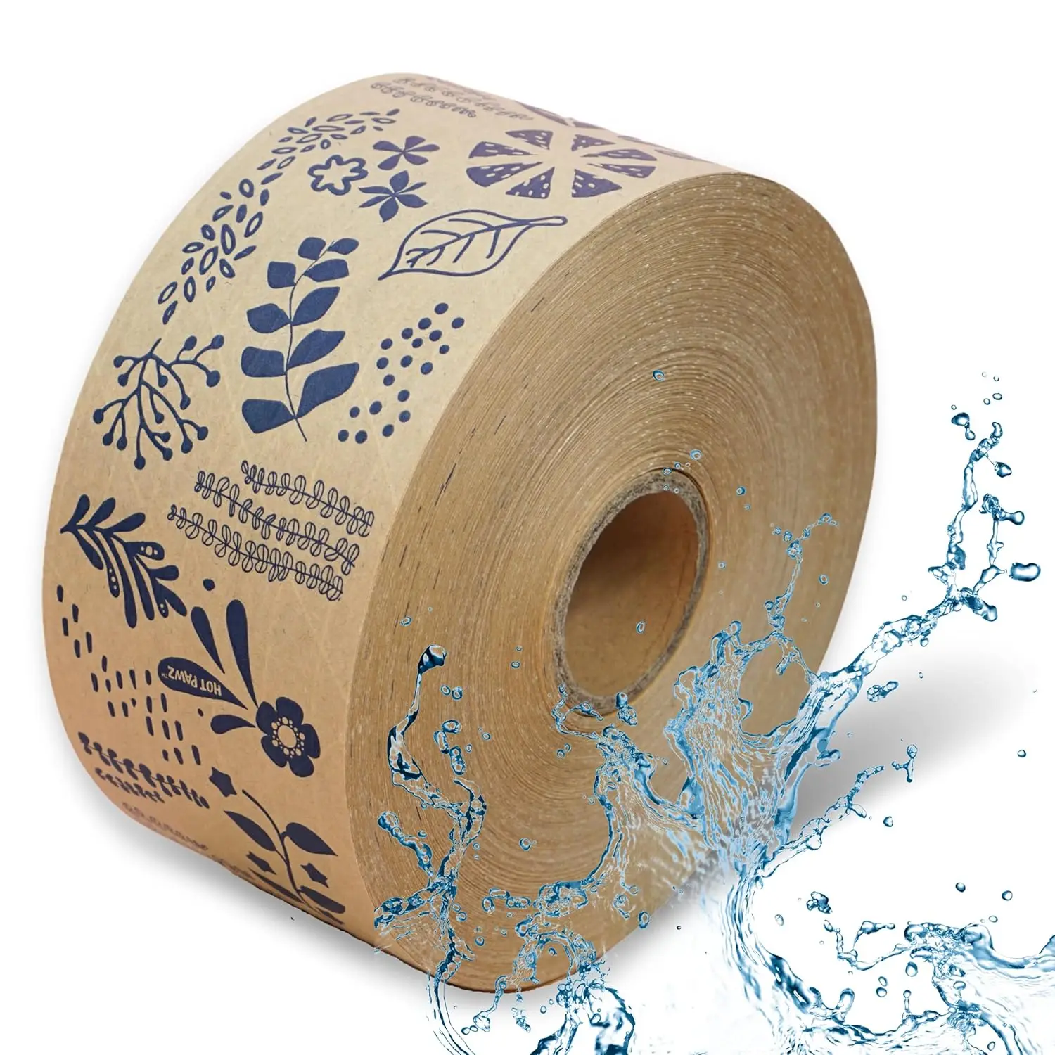 

Water Activated Tape, Floral Tape, Reinforced Gummed Kraft Paper Roll, Package Sealing 2.75" x 450 ft, Decorative Packin