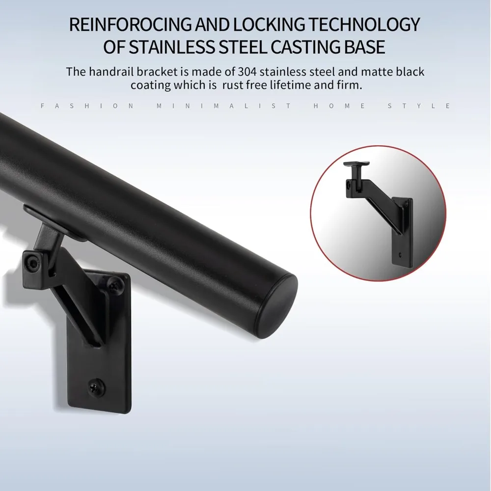 Roestvrijstalen leunenset voor binnen en buiten, moderne aluminium staafset, 1,4 diameter, verstelbare beugels voor trappen