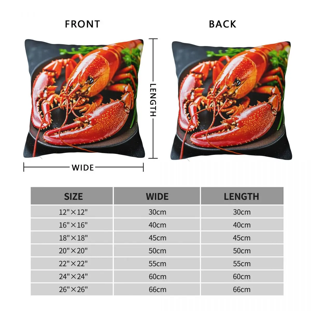 Gourmet Lobster Culinary Excellence Square Pillowcase Polyester Linen Velvet Pattern Throw Pillow Case Sofa Seater Cushion Cover