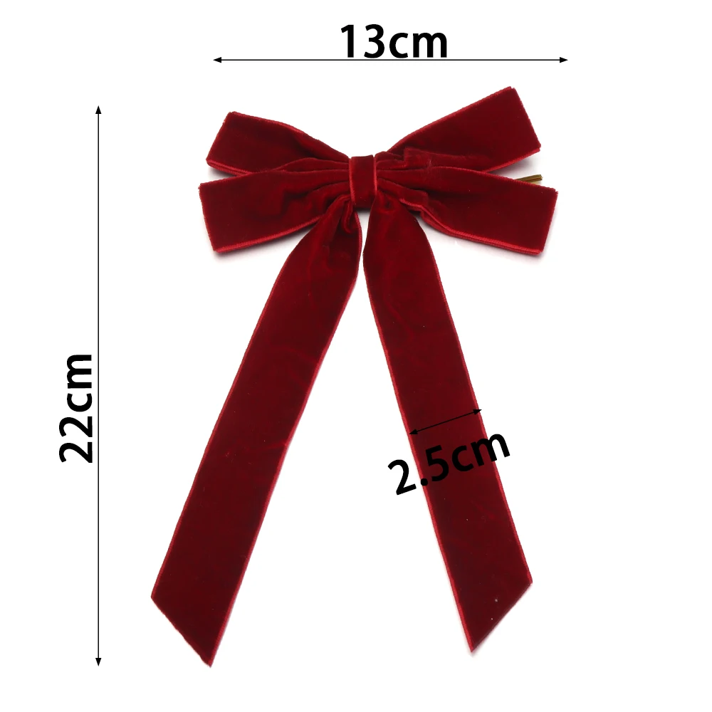 2/4 Stück Große Samt-Weihnachtsschleifen für Weihnachtsbaumdekoration, Kranz, Girlande, Lange Bandschleifen, DIY-Bastelarbeiten, Geschenkverpackung – Detail 1