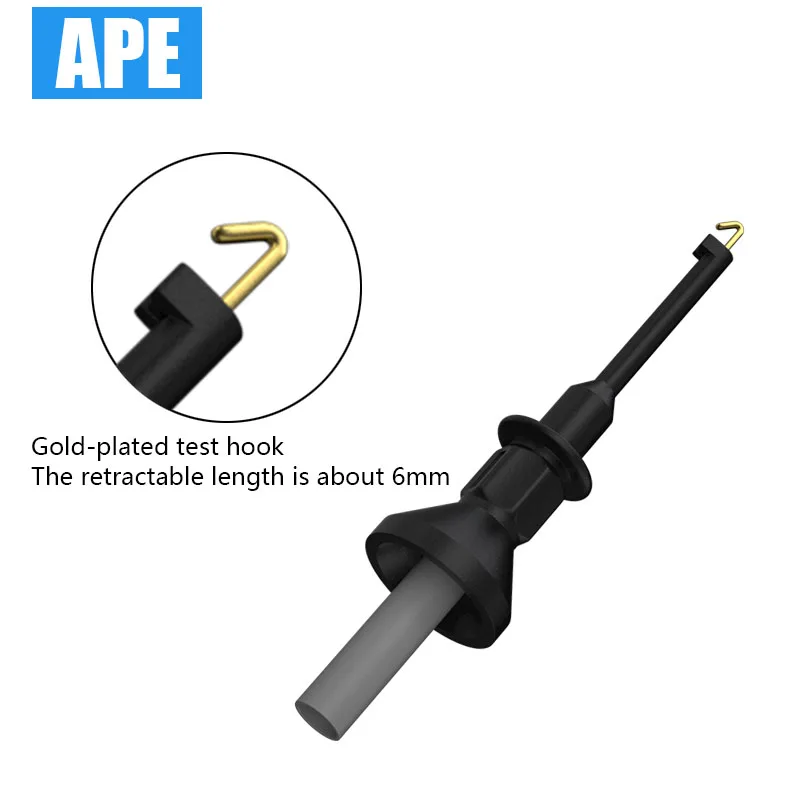 Multimeter Probe Hook, 4mm Threaded Socket, Smd Ic Clamp, Damage Test Spring, Gilding Suitable for Test Lead, 4mm Interface