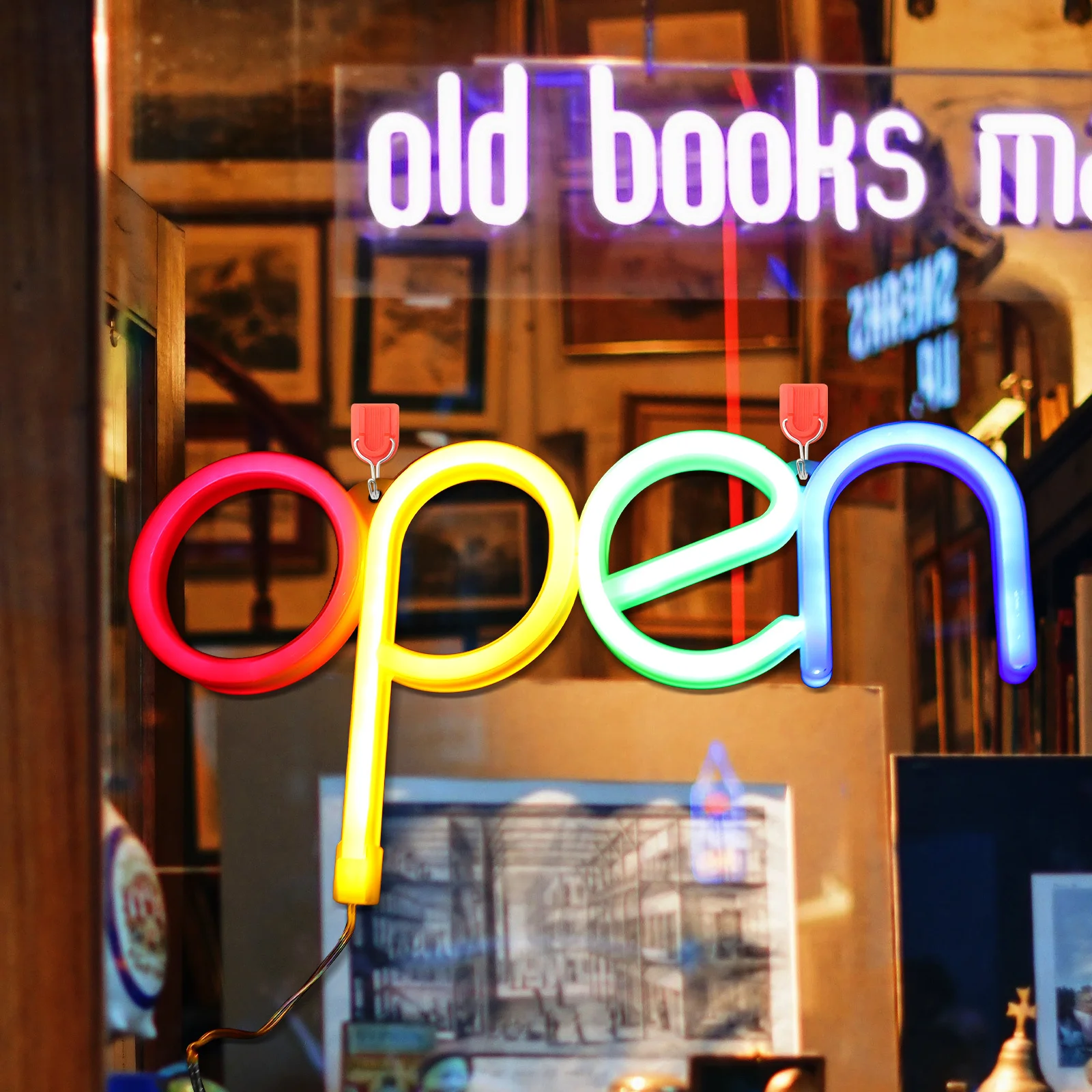 علامة مفتوحة نيون LED لديكور الحائط - مصباح ديكور منزلي أنيق للحفلات لعيد الميلاد وعيد الحب ومهرجانات أعياد الميلاد ومتجر الصالونات