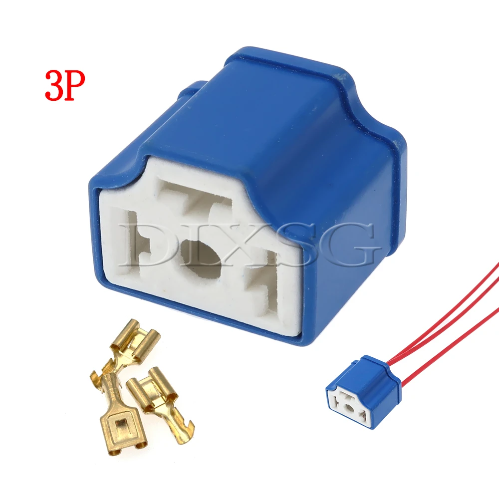 1 Set 3 Pin H4 Car Headlight and Low Beam Bulb Plug 7.8mm Ceramic High Temperature Resistant Socket Relay Lamp Holder
