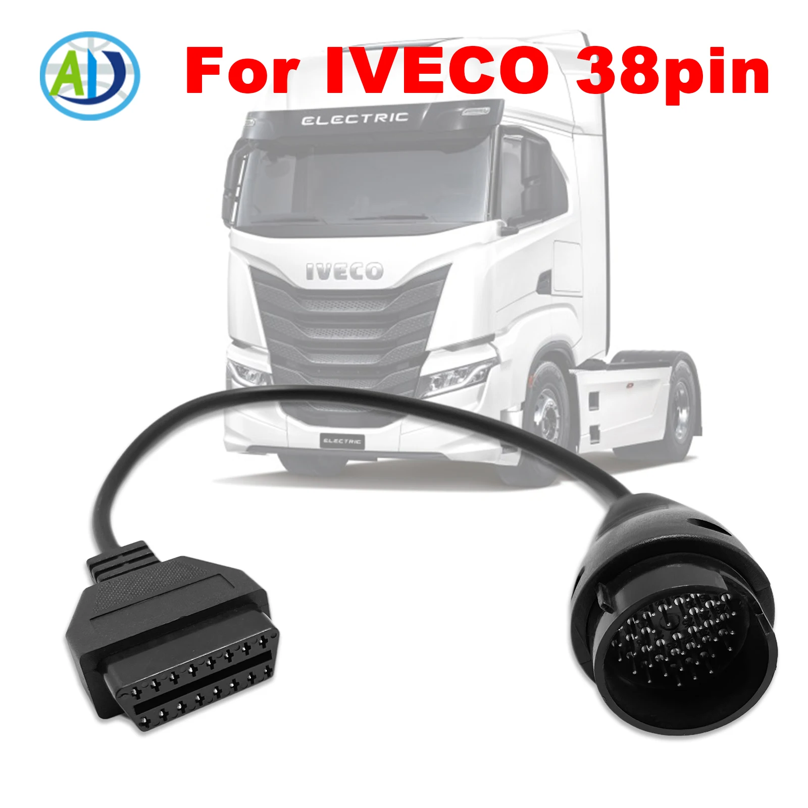 

OBD-адаптер грузовика для IVECO 38pin для FiCOM MaxiECU OBD2 диагностический кабель 38PIN к OBDII 16-контактный разъем OBD для тяжелых грузовиков