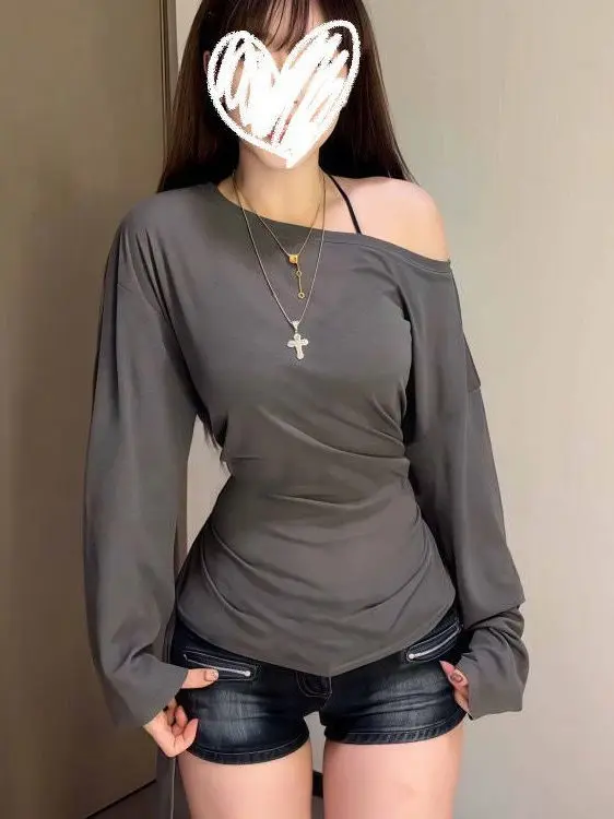 Camiseta de manga larga ajustada, diseño ligero y holgado, con cinturón, transparente, para verano, que estiliza la cintura, ...
