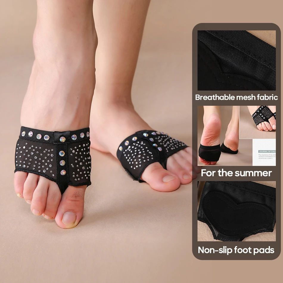 Belly Dance Accessories Black Hot Drill Foot Cover Fitness Belly Dance Practice Shoes Belly Dance Practice Foot Cover Insoles