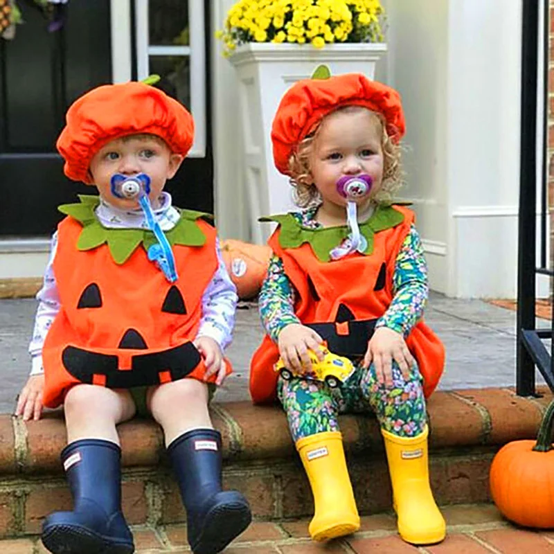 2024 Halloween Pumpkin Costume 3PCS Set for Kids Romper Carnival Dress Up Party Outfits Toddler Baby Bat Cosplay Clothing 0-4Y