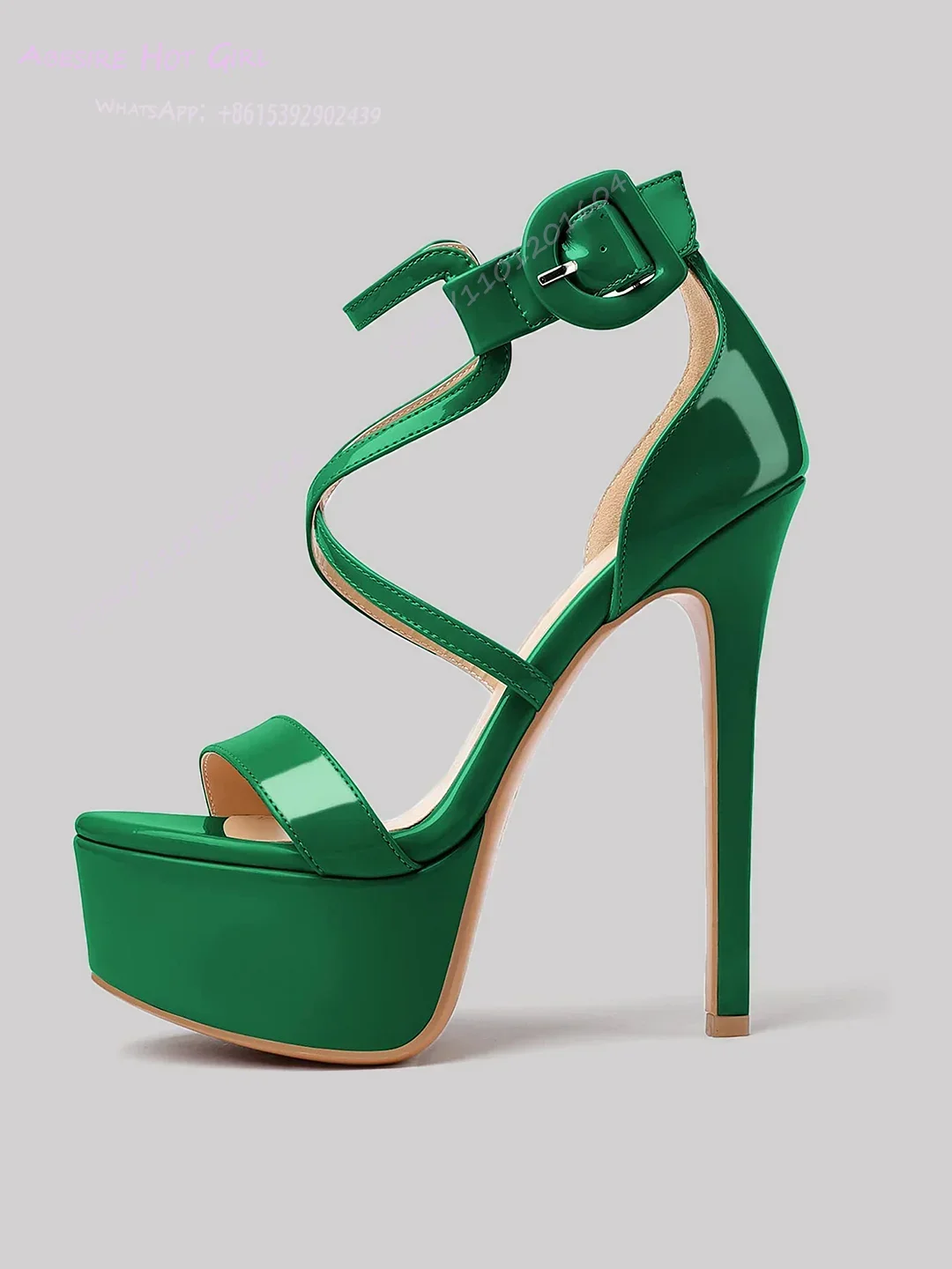 ليوبارد طباعة براون براءات الاختراع والجلود المفتوحة الكعب الفتيات منصة الصليب الجوف الأخضر لامعة أسود بسيط الجلود مضخة الأبيض خنجر