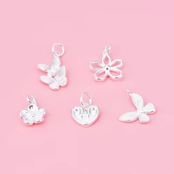 Butterfly Pendant Double butterfly Pendant Flower pendant Love Accessory S925 sterling silver Crystal bracelet DIY accessory