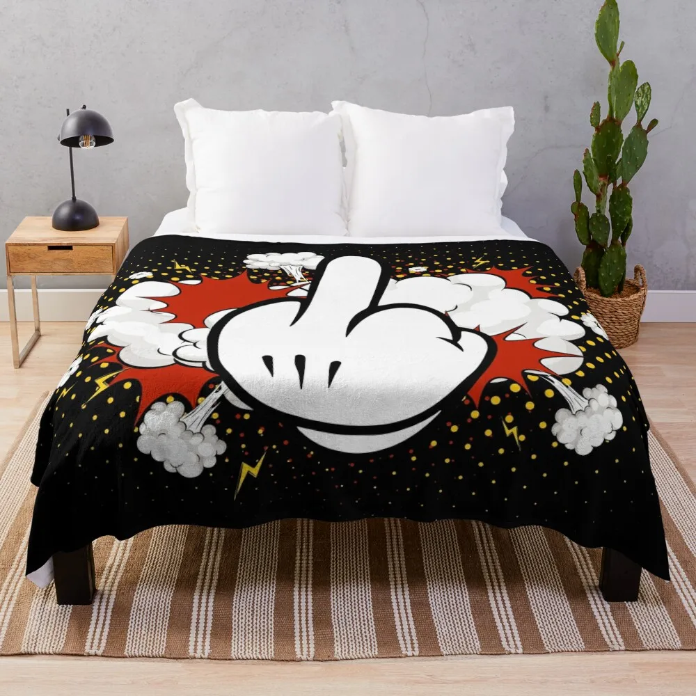 Flipping the bird, middle finger, comic style Throw Blanket Decorative Beds Nap Blankets