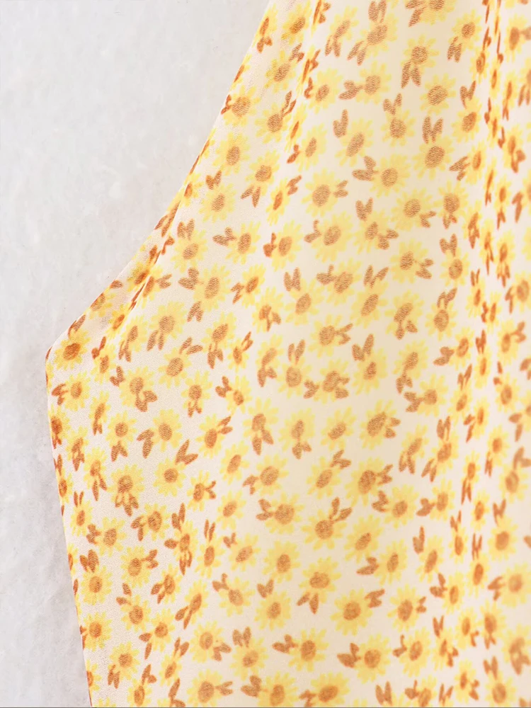 Estilo europeu nova moda feminina versátil temperamento em camadas halter pescoço vestido estampado saia curta